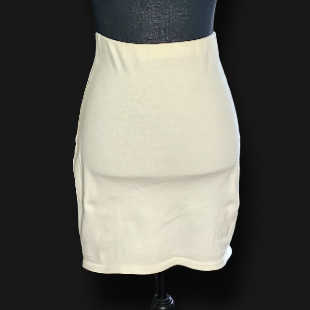 Express Tricot Stretchy Mini Skirt in White